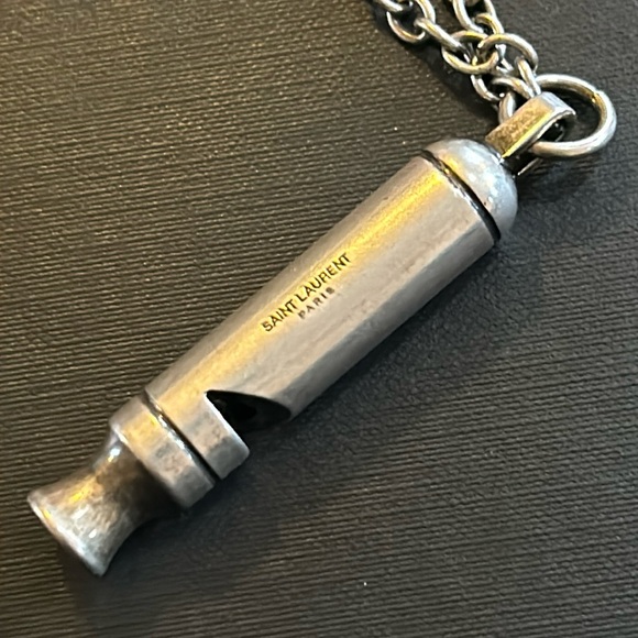 Saint Laurent Long Whistle Charm Necklace in Metal - Picture 3 of 8